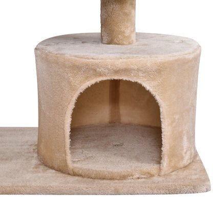 PawHut Cat Tree for Indoor Cats with Scratching Post Climbing Tower Kitty Activity Centre Condo Perch Jumping Platforms Beige 60L x 40W x 81H cm 