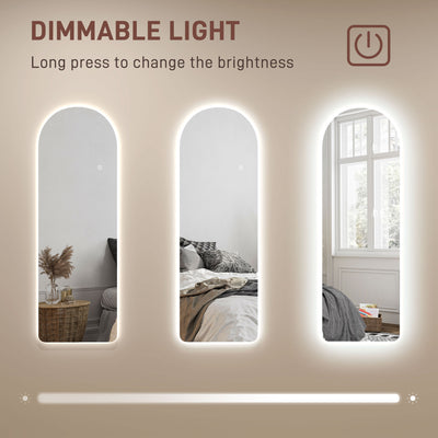 HOMCOM 120 x 40cm Arch Mirror, with LED Lights 