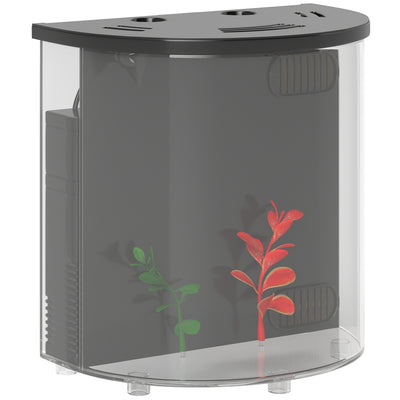 PawHut 3L Small Fish Tank with Filter System, LED Light, Small Fish Tank for Betta, Goldfish, Shrimp, Black 
