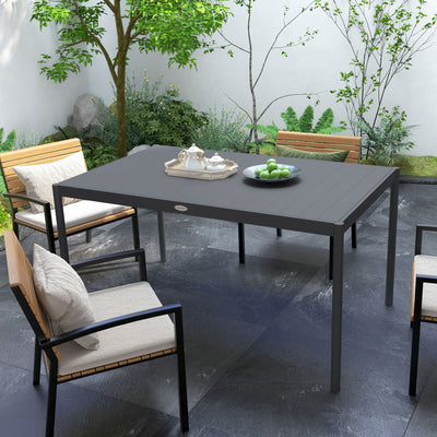 Outsunny Six-Seater Outdoor Table with Slatted Aluminium Top and Steel Legs 