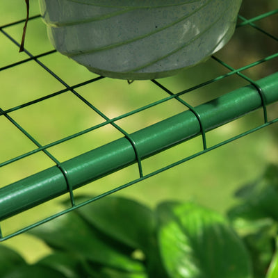 Outsunny Walk in Greenhouse with 3-Tier 8 Shelves, Green House with Hemmed Cover, Roll-up Zipped Door, Steel Frame, 143 x 143 x 195cm 