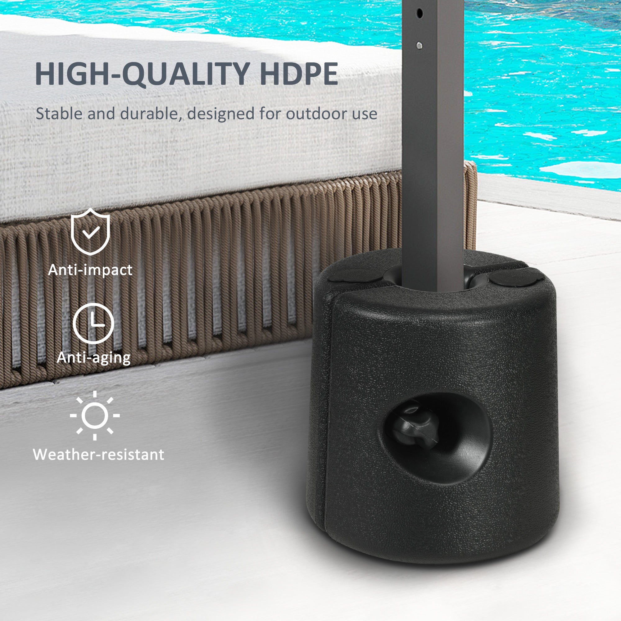 Outsunny HDPE Tent Weights Set of 4, Canopy Weights, Fill with Water or Sand, 48KG 