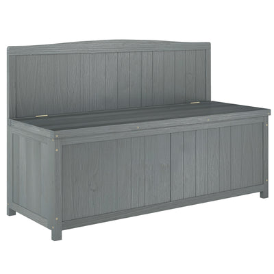 Outsunny Wood Storage Bench for Patio Furniture, Outdoor Garden Seating Tools, Grey 