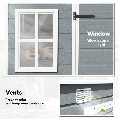 Outsunny 10 x 4 ft Resin Garden Shed, Outdoor Storage Shed with Floor, Windows, Lockable Doors and Vents, Grey 