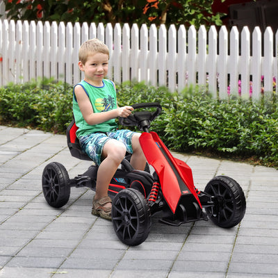 HOMCOM Kids Pedal Go Kart, with Adjustable Seat, EVA Wheels, Seat, Handbrake - Red 