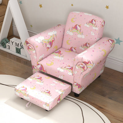 AIYAPLAY 2 Piece Kids Sofa Set with Unicorn Design, Wooden Frame, for 1.5-3 Years Old, Pink 