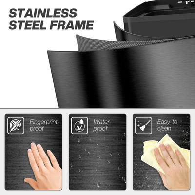 HOMCOM 40L Dual Compartment Stainless Steel Bin, with Deodoriser Holders - Glossy Black 