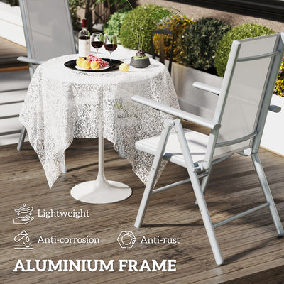 Outsunny Set of Two Aluminium Folding Chairs  - Light Grey 