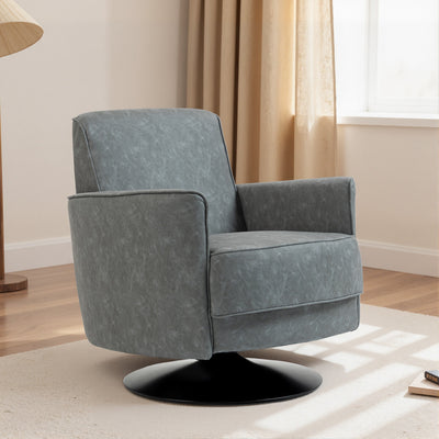 HOMCOM Upholstered Swivel Accent Chair with Thick Padding, Grey 