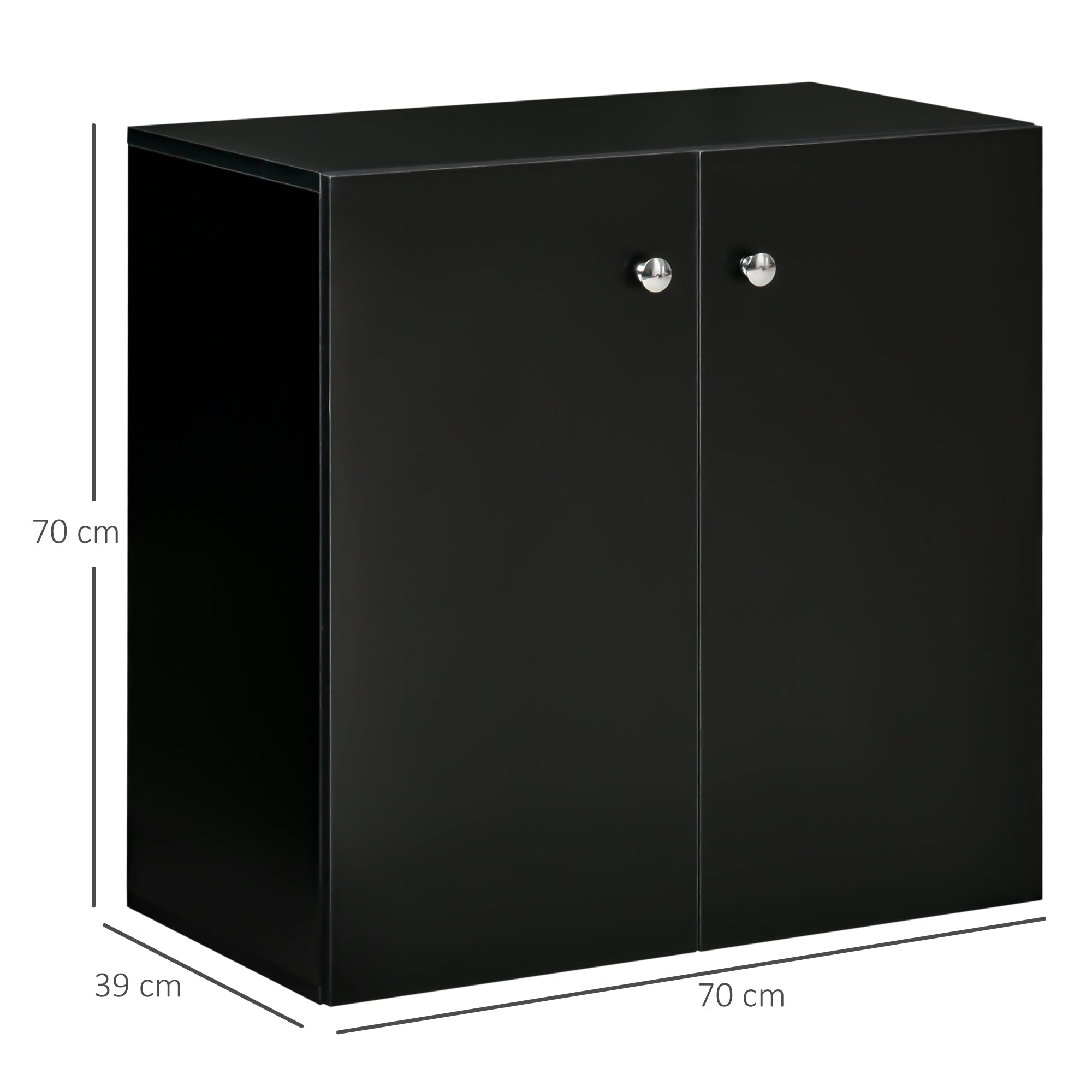 HOMCOM Storage Cabinet w/ Two Shelves Wooden Sideboard Freestanding Kitchen Cupboard Bookcase - Black 