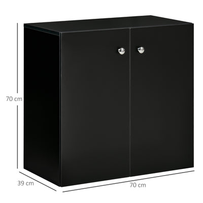 HOMCOM Storage Cabinet w/ Two Shelves Wooden Sideboard Freestanding Kitchen Cupboard Bookcase - Black 
