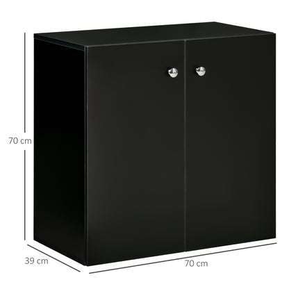 HOMCOM Storage Cabinet w/ Two Shelves Wooden Sideboard Freestanding Kitchen Cupboard Bookcase - Black 
