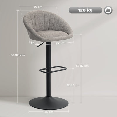 HOMCOM Set of Two Relaxed Tub Bar Stools - Grey 