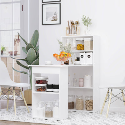 HOMCOM 120cm Modern Computer Desk Bookshelf Study Table Workstation PC Laptop Writing Home Office 6 Shelves, White 