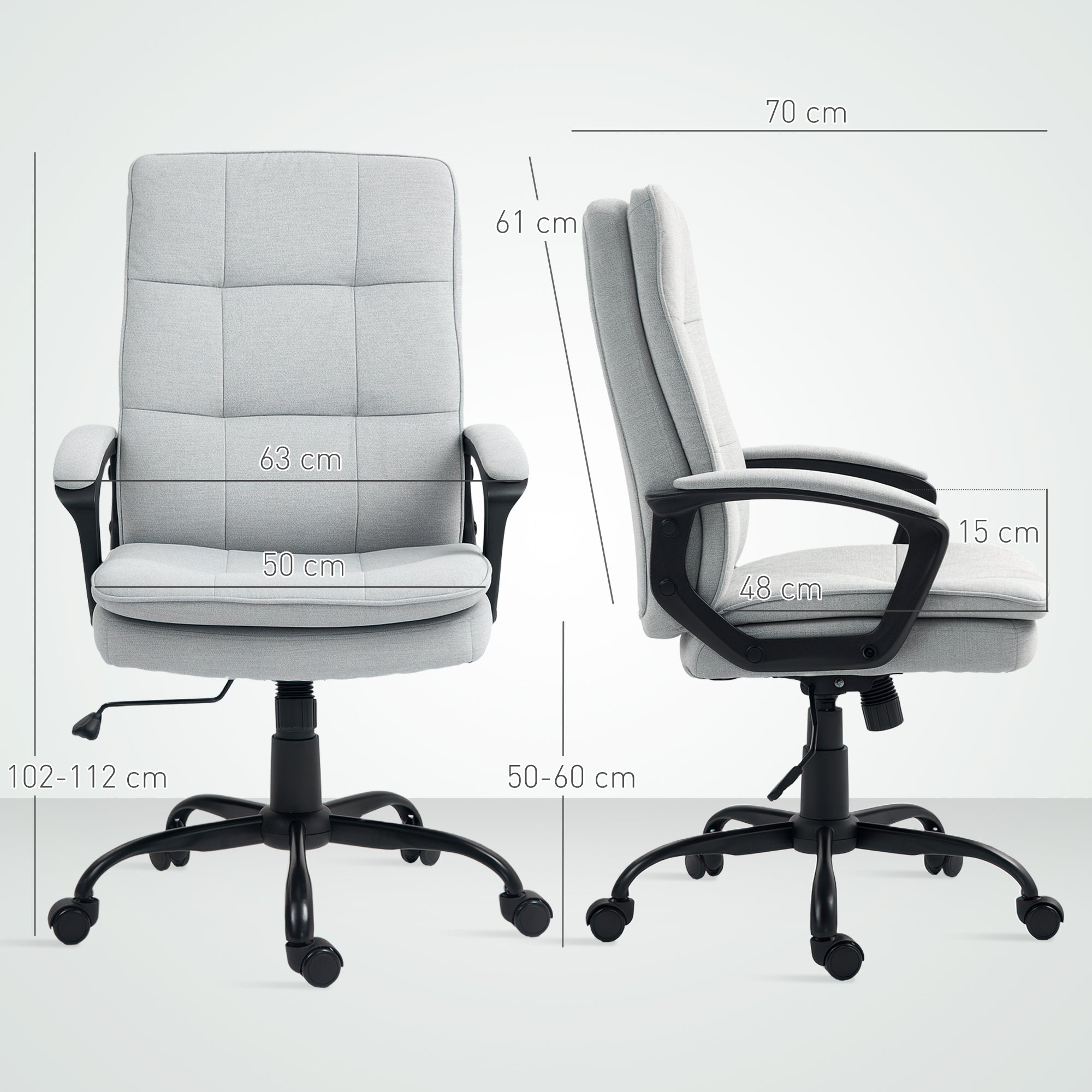 HOMCOM Linen-Look Double-Padded Office Chair - Grey 