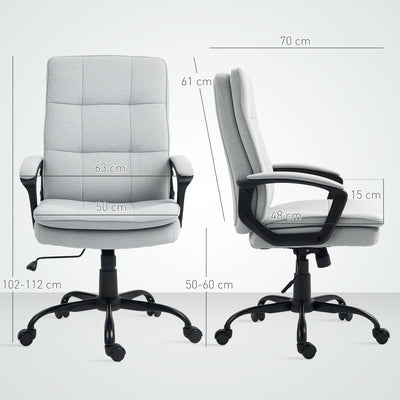HOMCOM Linen-Look Double-Padded Office Chair - Grey 