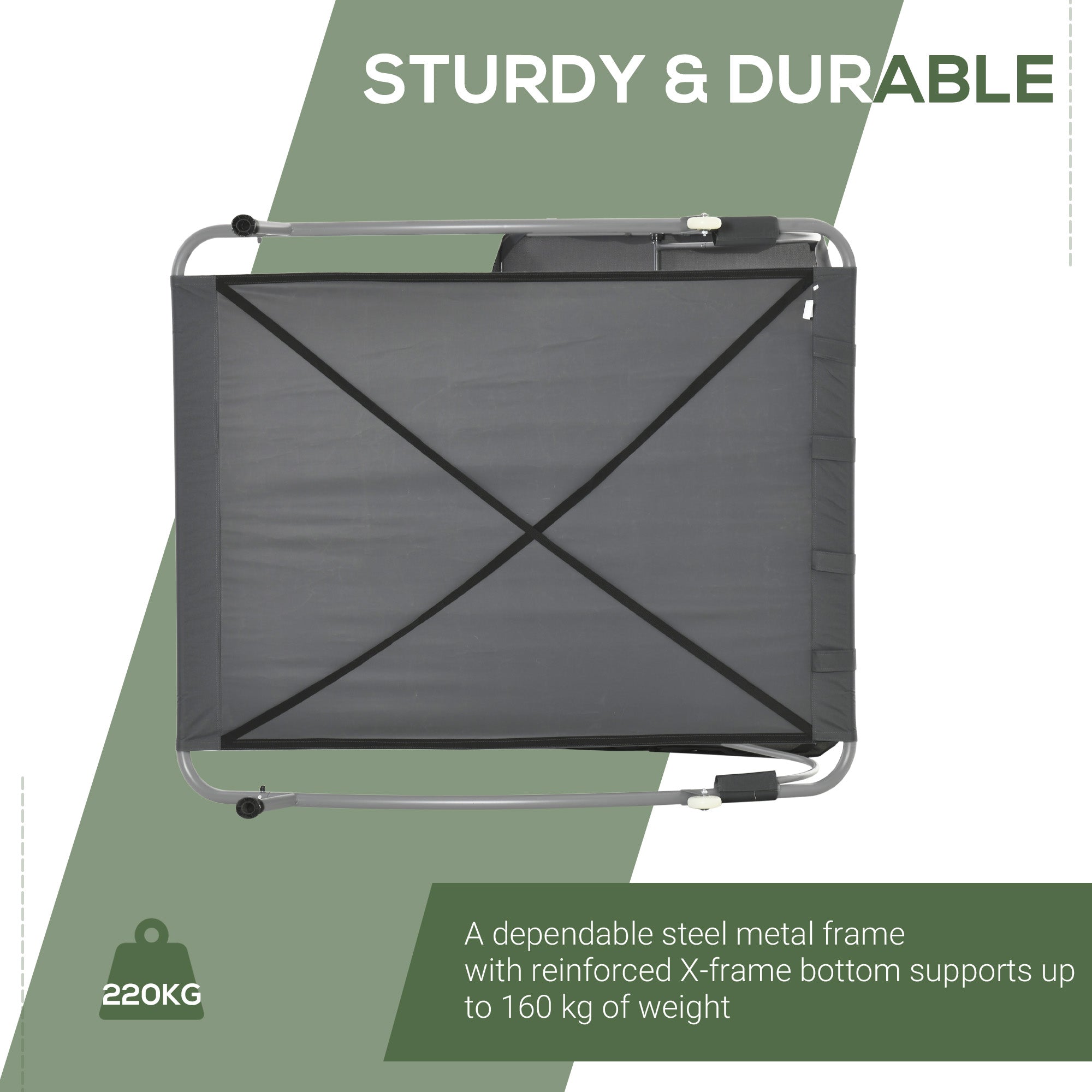 Outsunny Double Hammock Sun Lounger Bed with Canopy Shelter, Wheels & 2 Pillows, Grey 