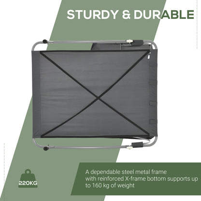 Outsunny Double Hammock Sun Lounger Bed with Canopy Shelter, Wheels & 2 Pillows, Grey 