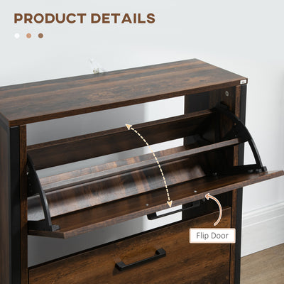 HOMCOM 12-Shoe, Two-Door Storage Cabinet - Wood-Effect 
