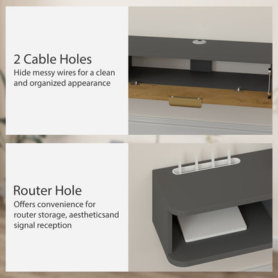 HOMCOM 140 cm Floating TV Stand with Storage - Charcoal Grey 