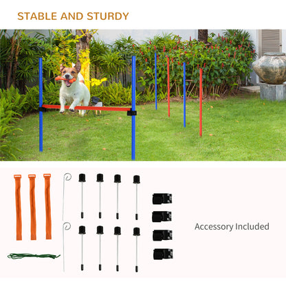 PawHut Pet Agility Training Equipment Dog Play Run Jump Obedience Training Set Adjustable (Pole + Hoop + Hurdle) 
