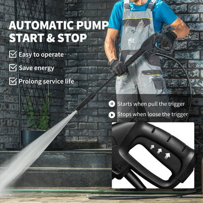 Outsunny 1800W High Pressure Washer, 150 Bar Pressure, 420 L/h Flow, Portable Power Washer Jet Wash Cleaner with Adjustable Nozzle, 6M Hose, Hose Reel, Steel Handle for Home Patio Car Driveway, Green 