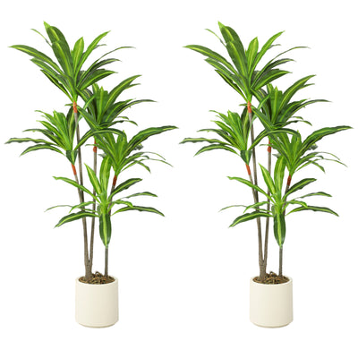 HOMCOM 150cm Lifelike Fake Tree, Artificial Dracaena Tree with Bendable Trunks, Green