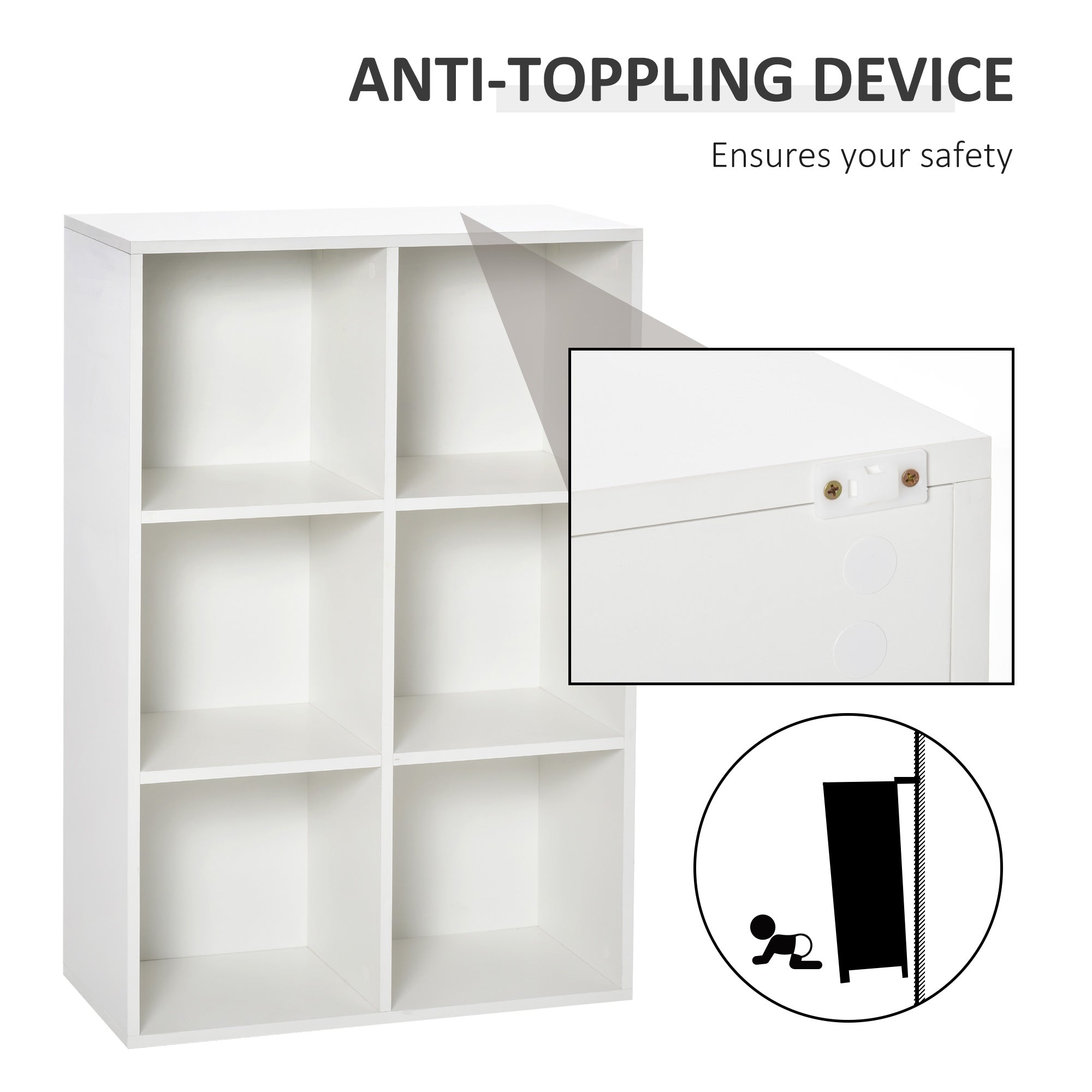 HOMCOM Six-Cube Bookcase - White Wood Effect 