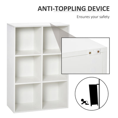 HOMCOM Six-Cube Bookcase - White Wood Effect 