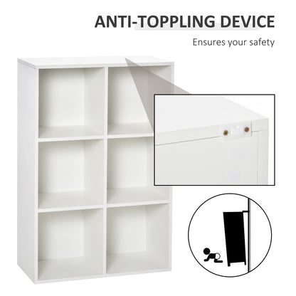 HOMCOM Six-Cube Bookcase - White Wood Effect 