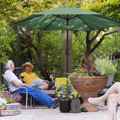 Outsunny 2.6 m Garden Parasol Umbrella with Aluminium Pole, Outdoor Patio Umbrella with Tilt and Crank, Vent, Dark Green 