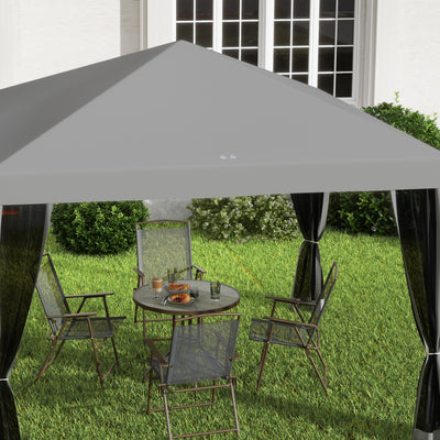 Outsunny 3 x 3\'c2\'a0m Pop Up Gazebo, 420D Garden Tent Canopy with Removable Mesh Sidewall Netting, Carry Bag for Garden Patio Outdoor, Light Grey 