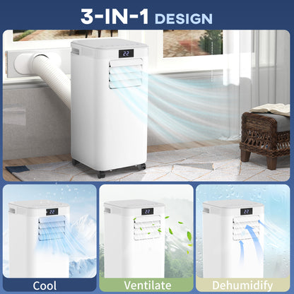HOMCOM 8000 BTU Air Conditioning Unit, 3-in-1 Portable Air Conditioner, Dehumidifier, Cooling Fan with Remote Control, Digital Display, 2 Speeds, 24H Timer, Window Venting Kit, 18m² 
