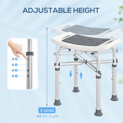 HOMCOM 44-51.5cm Aluminium Frame Shower/Bath Stool - Grey 