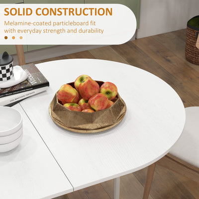 HOMCOM Folding Dining Table, Drop Leaf Table for Small Spaces, Oval Tabletop for Dining Room, Ash Wood-Effect 