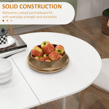 HOMCOM Folding Dining Table, Drop Leaf Table for Small Spaces, Oval Tabletop for Dining Room, Ash Wood-Effect 