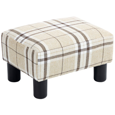 HOMCOM Linen Fabric Footstool Ottoman Cube with 4 Plastic Legs, Multi-colored