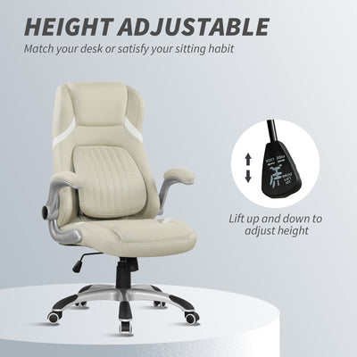 Vinsetto Linen-Look Office Chair, with Adjustable Height and Tension - Beige 