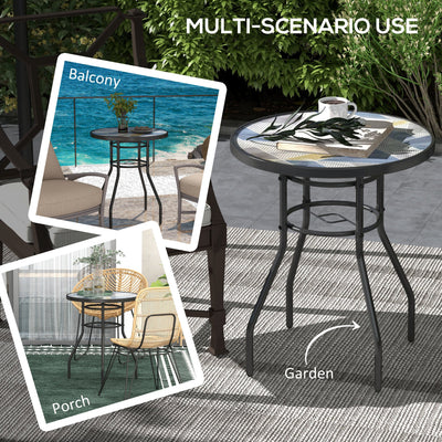 Outsunny \'ce\'a660 Garden Table, with Glass Printed Tabletop - Multicolour 