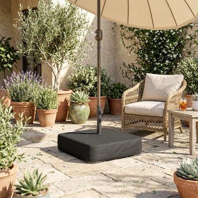 Outsunny Garden Parasol Base 80 kg Sand Filled Heavy Duty Stand for Cantilever Umbrellas and 48 mm Poles Black 