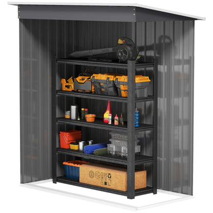 Outsunny 5 x 3ft Garden Storage Shed with Sliding Door and Sloped Roof Outdoor Equipment Tool, Light Grey 