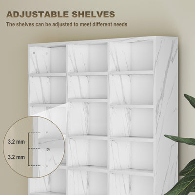 HOMCOM CD Storage Unit with Adjustable Shelves, 102 x 195 cm, Marble Effect 