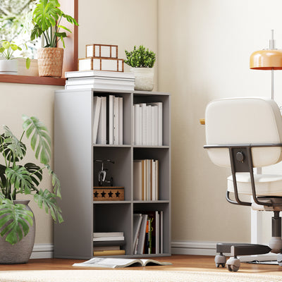 HOMCOM 6-Cube Bookshelf - Light Grey 