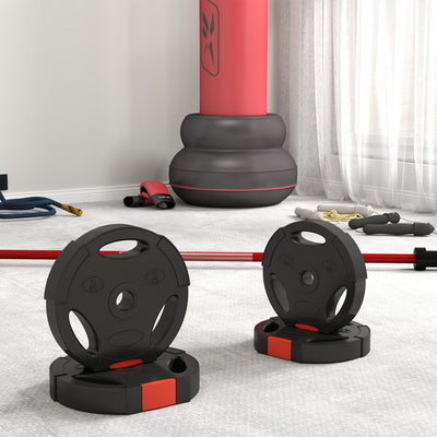 SPORTNOW Olympic Weight Plates Set, with Two 5kg and Two 2.5kg weights, Black 
