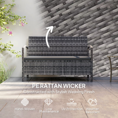 Outsunny 125L Storage Garden Bench, with Cushion - Grey 
