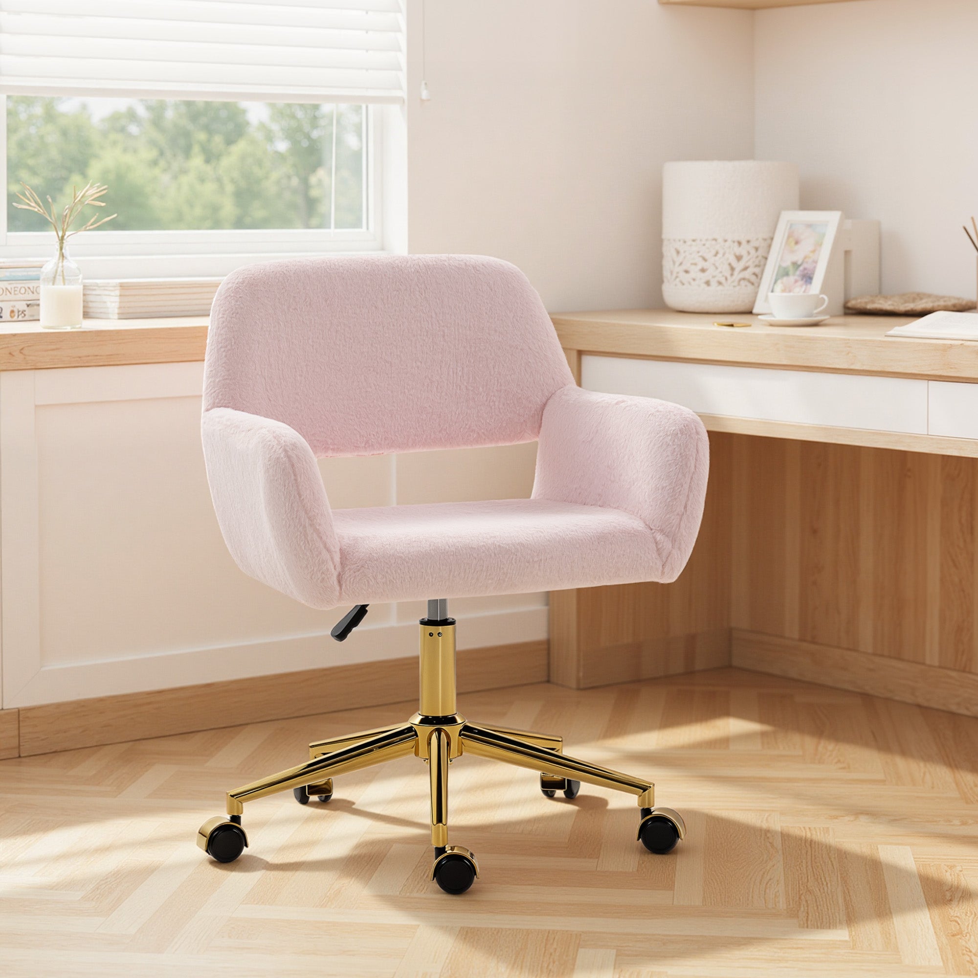 HOMCOM Faux Fur Rabbit Chair - Light Pink 