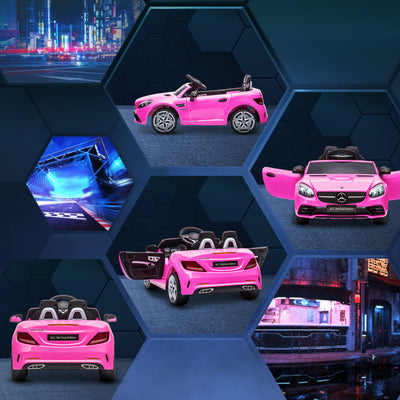 AIYAPLAY Benz SLC 300 Licensed 12V Electric Car for Kids, Kids' Electric Ride on with Parental Remote, Music Lights, Suspension Wheels for 3-6 Years, Pink 