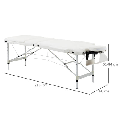 HOMCOM Foldable Massage Table Professional Salon SPA Facial Couch Bed White 