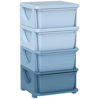 HOMCOM Four-Tier Kids Storage Boxes, with Four Drawers - Blue 