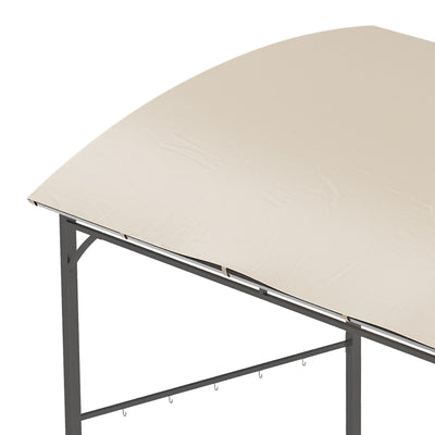 Outsunny 2.2 x 1.5 m BBQ Grill Gazebo Tent, Garden Grill with Metal Frame, Curved Canopy and 10 Hooks, Outdoor Sun Shade, Beige 